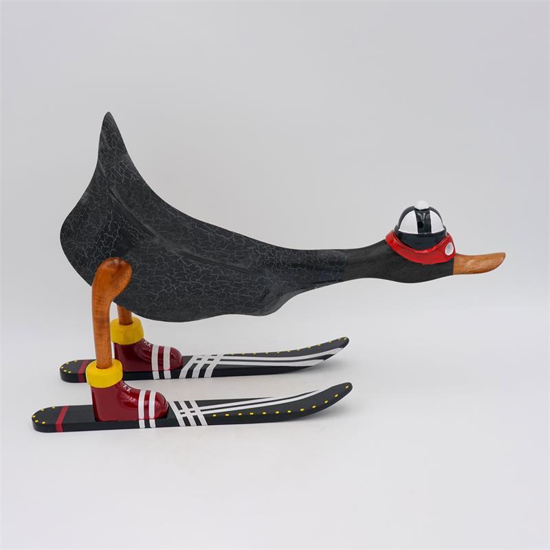 Ente »Finn« - groß nach vorn gebeugt dunkelgrau mit Ski