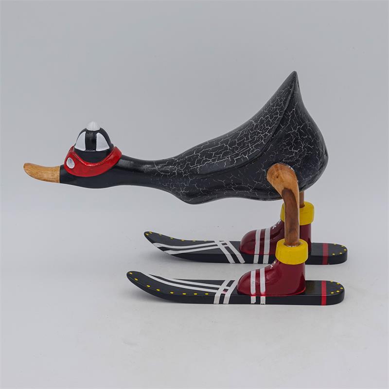 Ente »Fabian« - klein nach vorn gebeugt dunkelgrau mit Ski