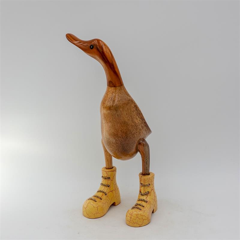 Ente »Vinzenz« - mittel braun aufrecht mit gelb marmorierten Schuhen