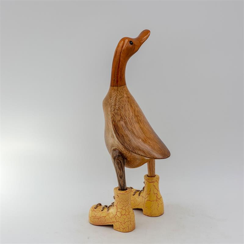 Ente »Vinzenz« - mittel braun aufrecht mit gelb marmorierten Schuhen