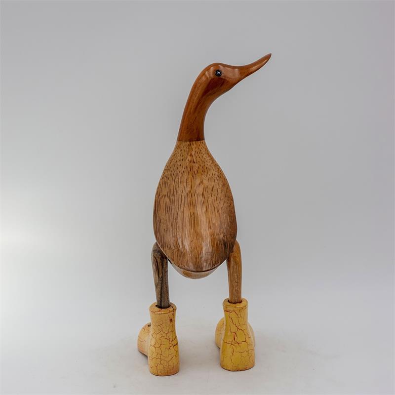 Ente »Vinzenz« - mittel braun aufrecht mit gelb marmorierten Schuhen