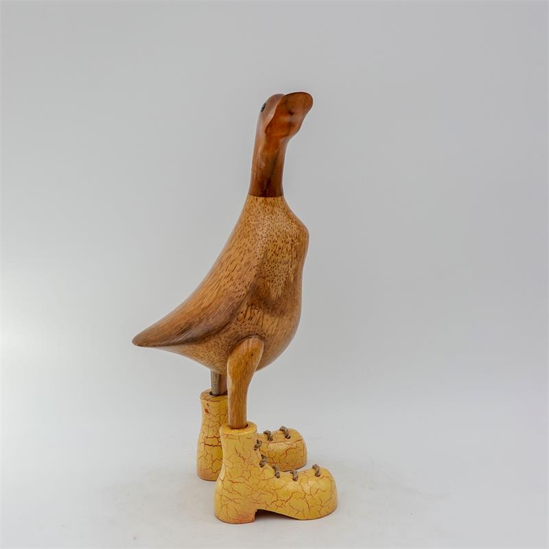 Ente »Vinzenz« - mittel braun aufrecht mit gelb marmorierten Schuhen