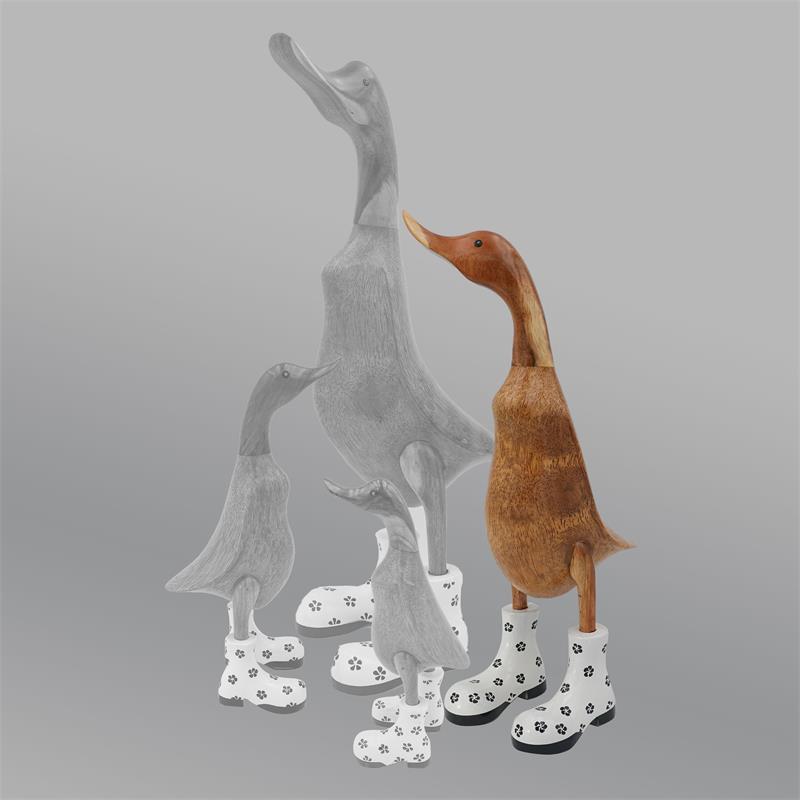 Canard »Indira« - grand canard dressé brun avec des chaussures blanches fleuries