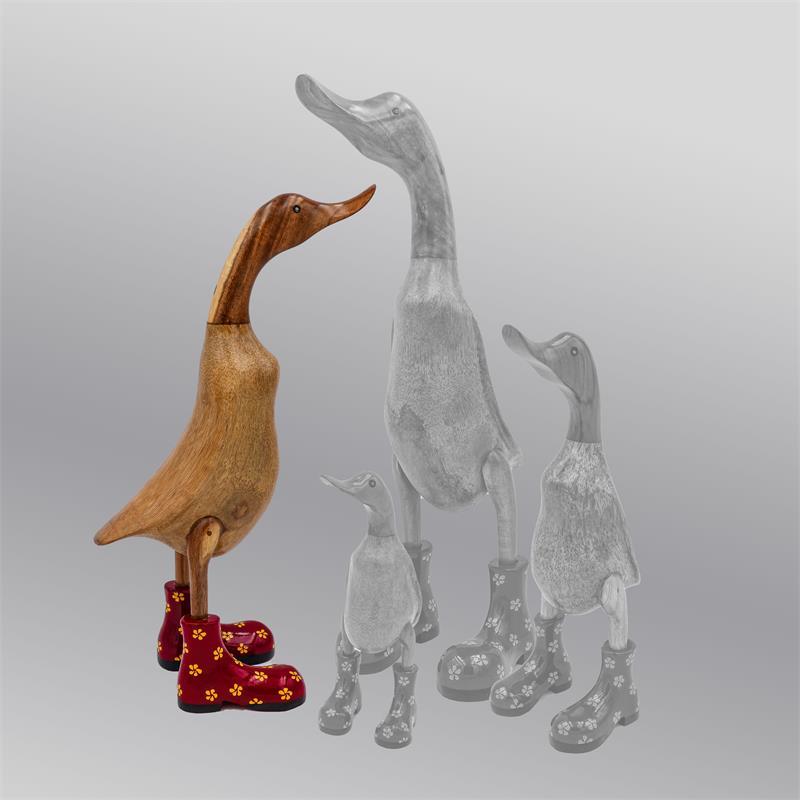 Ente »Fabienne« groß braun aufrecht rot mit gelben Blümchen