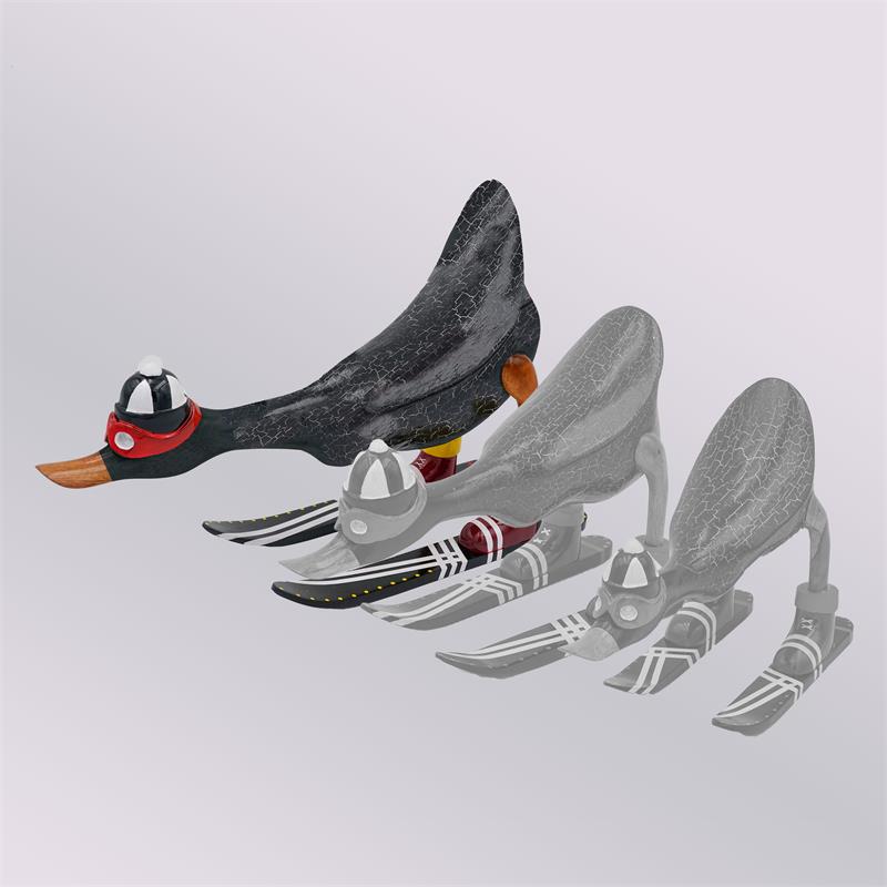 Ente »Finn« - groß nach vorn gebeugt dunkelgrau mit Ski