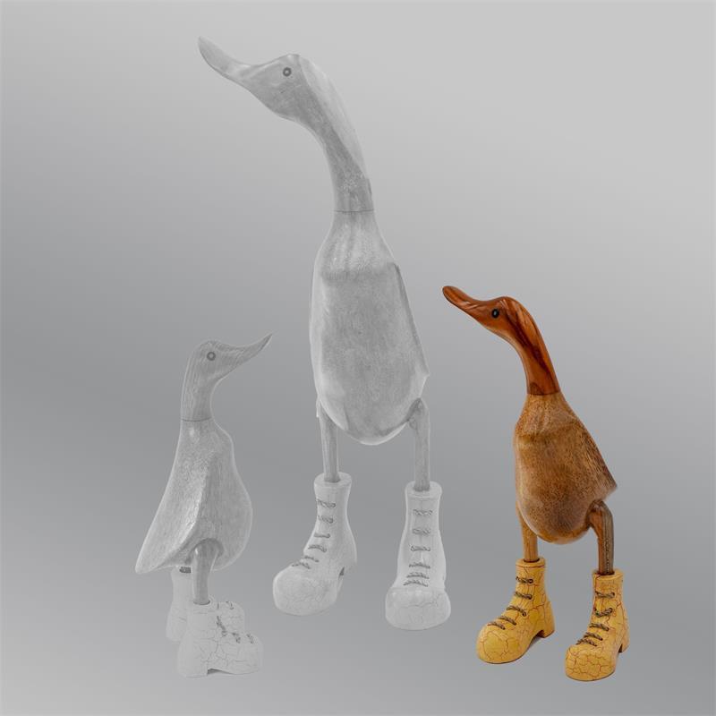 Ente »Vinzenz« - mittel braun aufrecht mit gelb marmorierten Schuhen