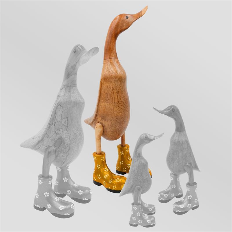 Ente »Bertha« riesengroß braun aufrechtgoldfarben mit Blümchen