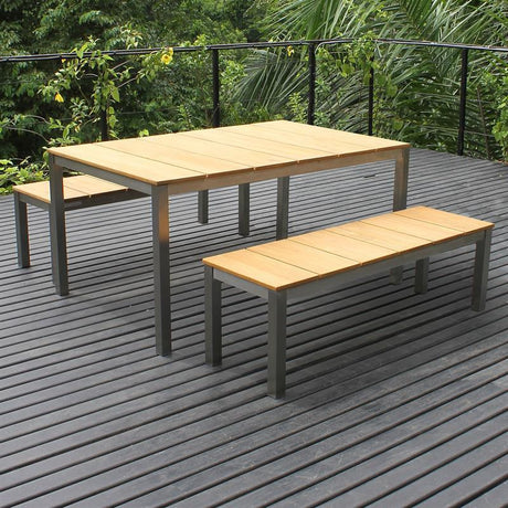Fides garden bench without backrest 130 x 45cm Teak Grade A with stainless steel