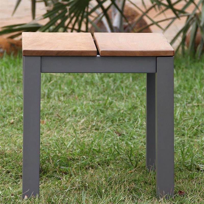 Fides Color stool/side table 45 x 45 x 45 cm teak with aluminum frame