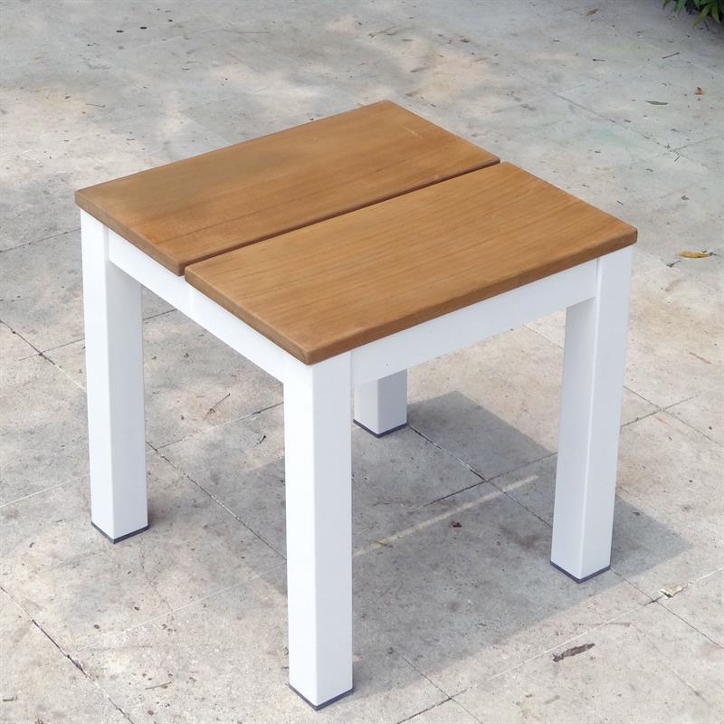 Fides Color stool/side table 45 x 45 x 45 cm teak with aluminum frame