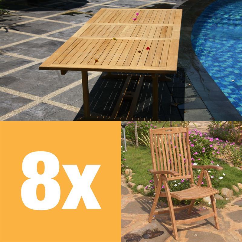 Florida Set 240 consisting of Florida extending table 240/180 x 105 and Florida high back chairs