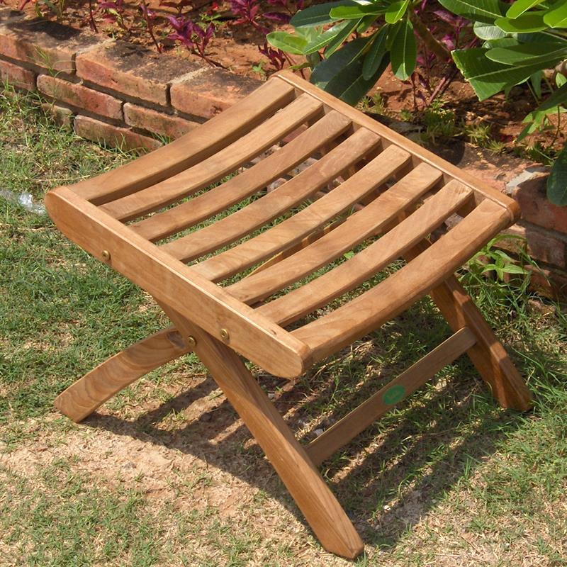 Florida Footstool - 49 x 46 x 44.5 cm - Certified Teak GRADE A + Brass Fittings
