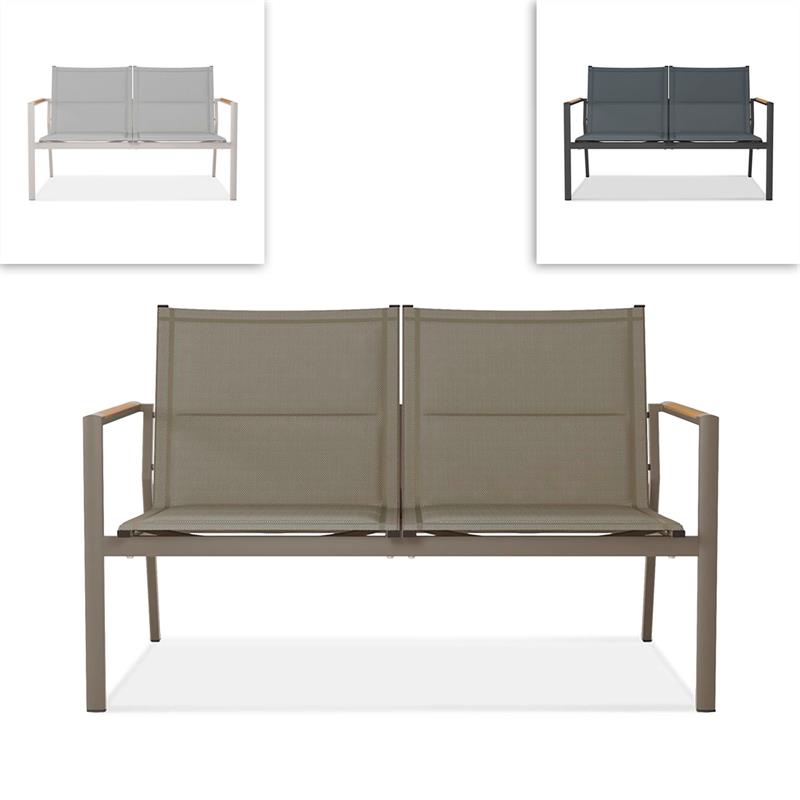 Gazelig Sofa 2 Seater 124.7 x 74.5 x 75 cm Aluminium and Batyline