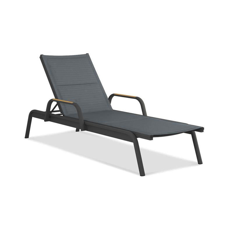 Gazelig lounger with armrests 195 x 76.7 x 32.5 cm aluminum and Batyline