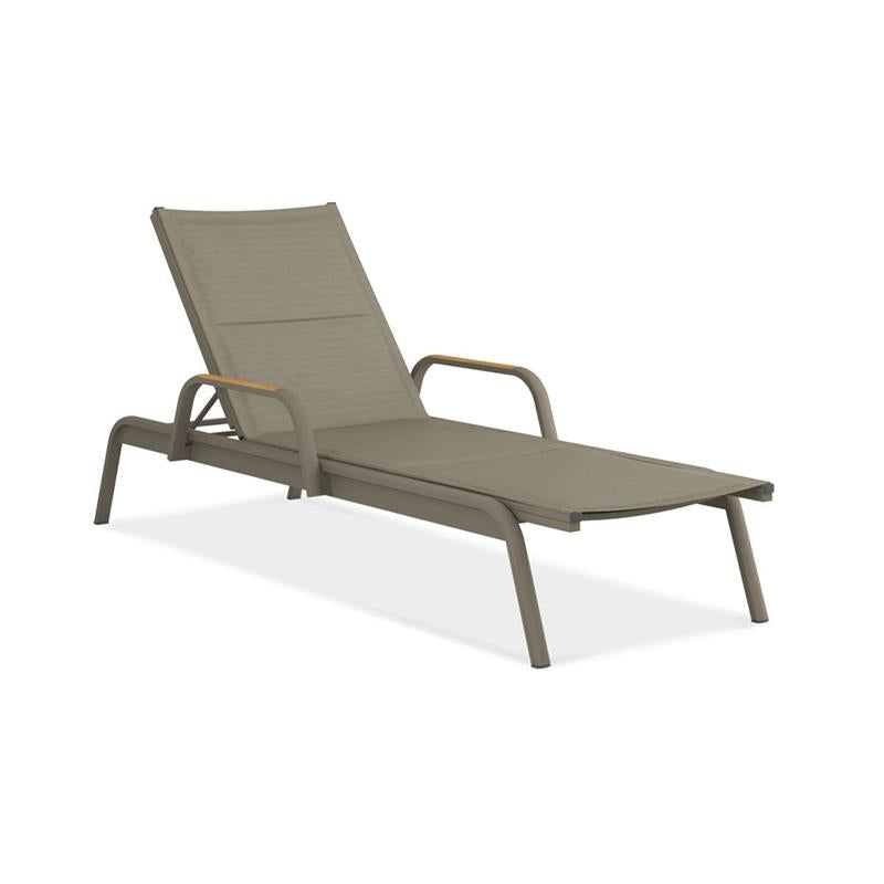 Gazelig lounger with armrests 195 x 76.7 x 32.5 cm aluminum and Batyline