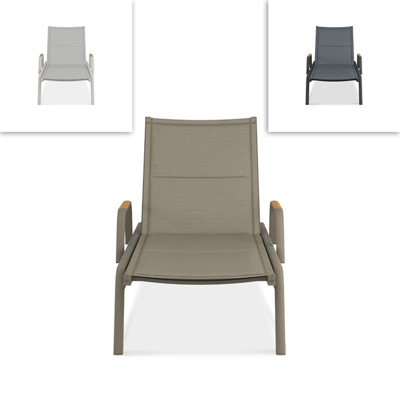 Gazelig lounger with armrests 195 x 76.7 x 32.5 cm aluminum and Batyline