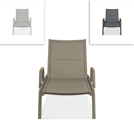 Gazelig lounger with armrests 195 x 76.7 x 32.5 cm aluminum and Batyline