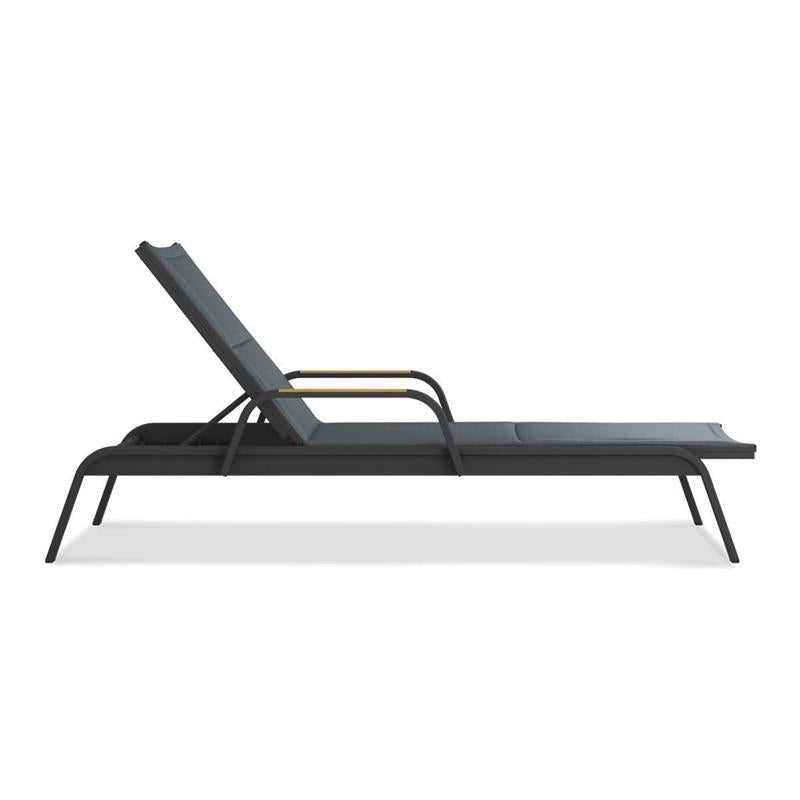 Gazelig lounger with armrests 195 x 76.7 x 32.5 cm aluminum and Batyline