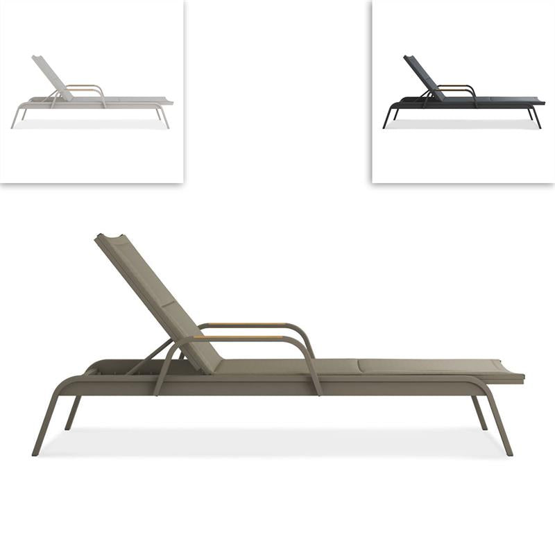 Gazelig lounger with armrests 195 x 76.7 x 32.5 cm aluminum and Batyline