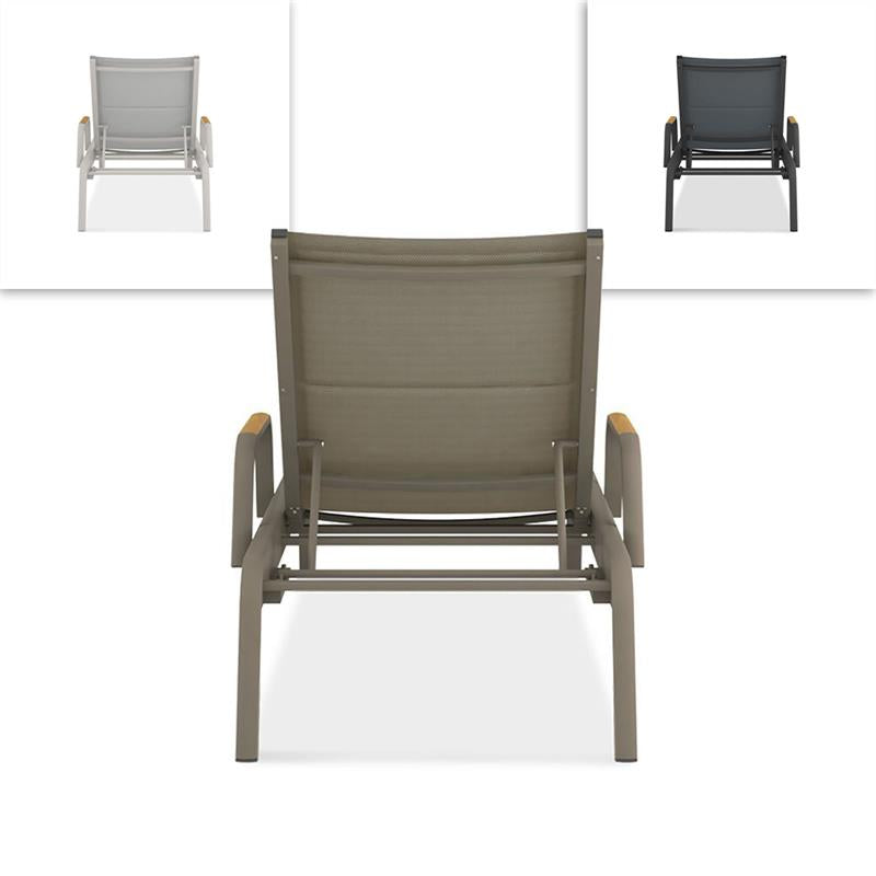 Gazelig lounger with armrests 195 x 76.7 x 32.5 cm aluminum and Batyline