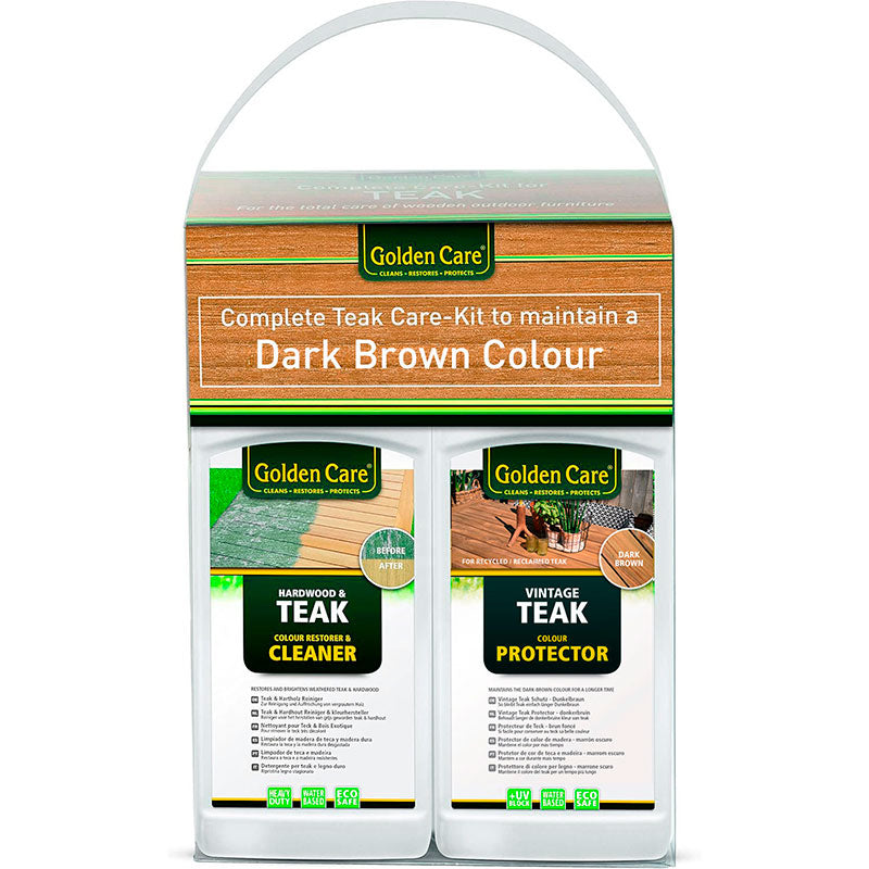 Kit d'entretien 3 en 1 pour teck avec Vintage Protector pour meubles de jardin recyclés et vintage