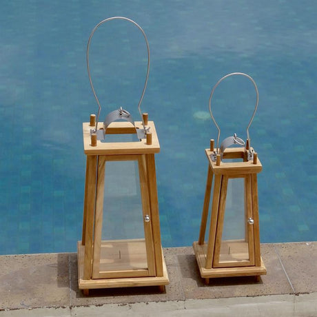 Small teak lantern 18 x 18 x 41 cm