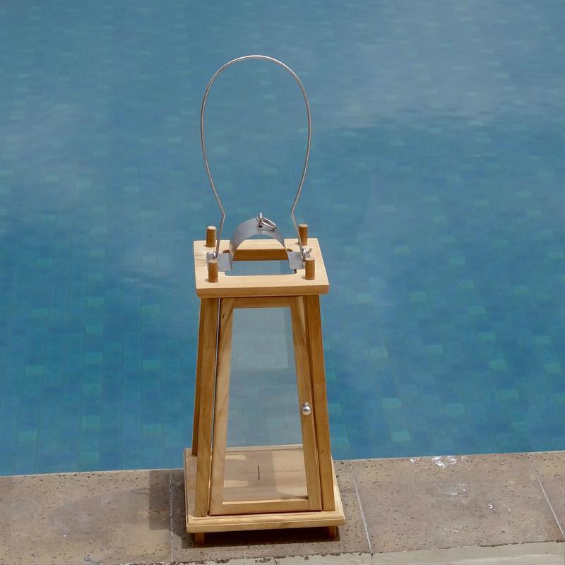 Grande lanterne en teck 24 x 24 x 48 cm