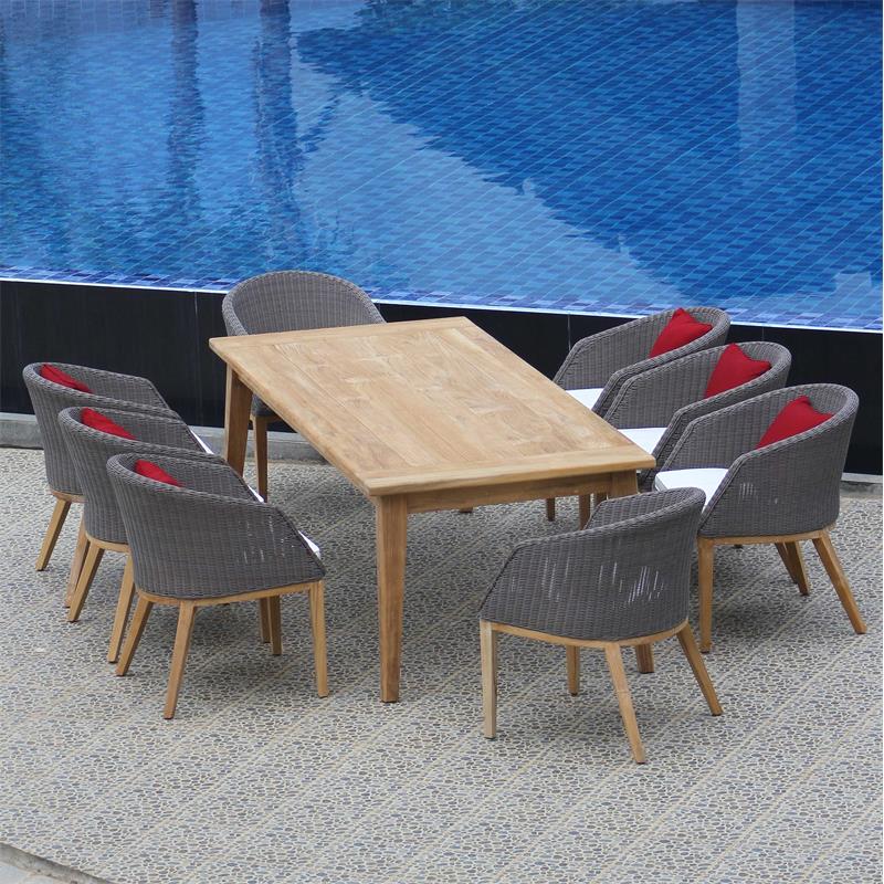 Grace armchair wicker with teak legs