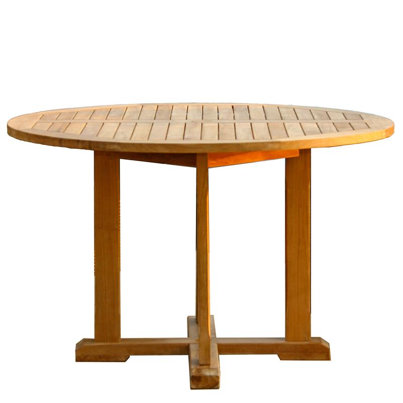 Denver Set 120 consisting of Denver Round Table 120 and Denver Folding Chair with armrests Teak with brass fittings