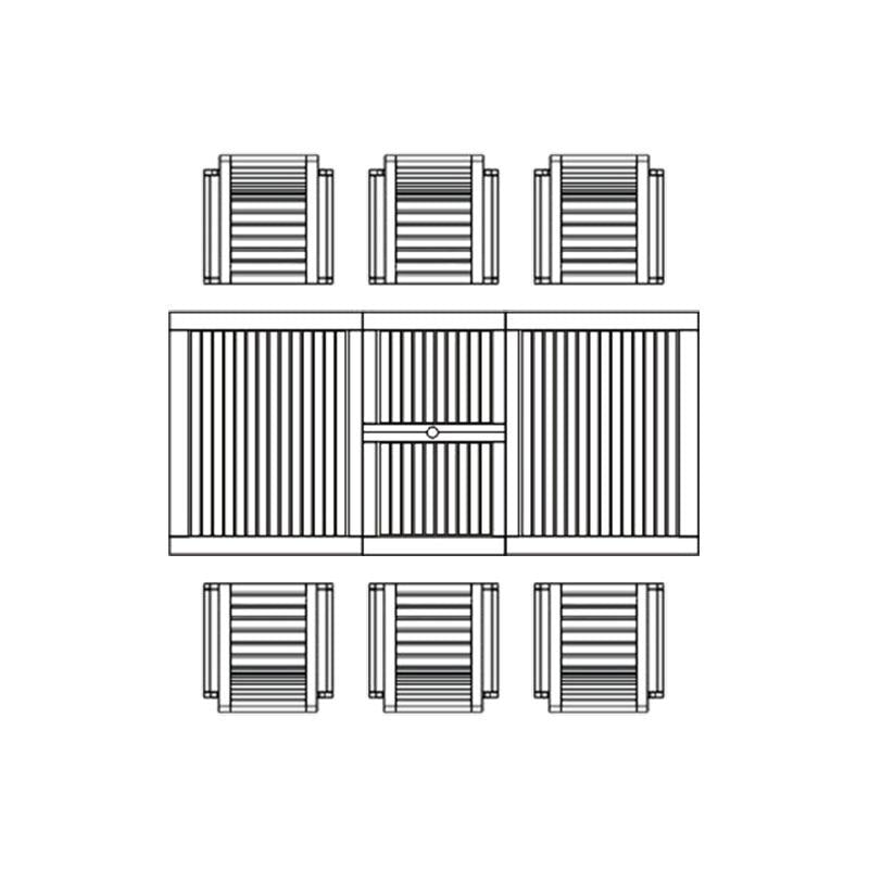 Moselle extendable table set 220 consisting of Moselle extendable table 220/160 x 100 and Moselle stacking chairs made of teak with stainless steel