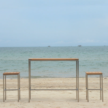 Florence Bar Tisch Teak mit Edelstahl