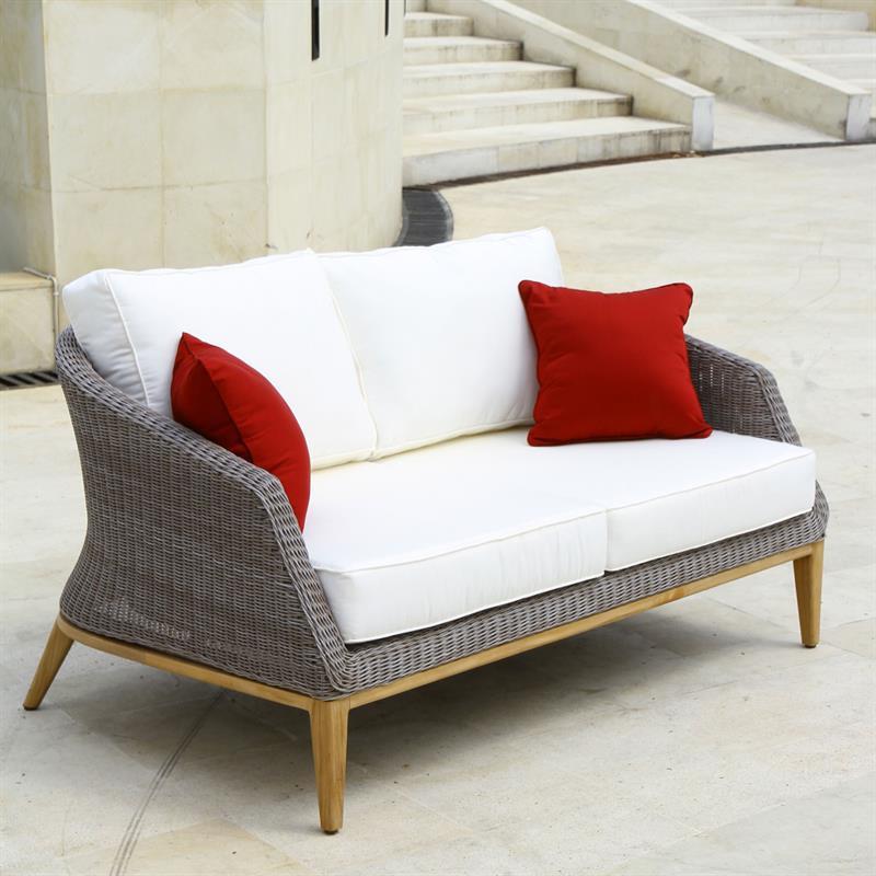 Grace Lounge Set bestehend aus 1-Sitzer Sessel und 2-Sitzer Sofa in Vintage Geflecht inklusive Polster in Sunproof