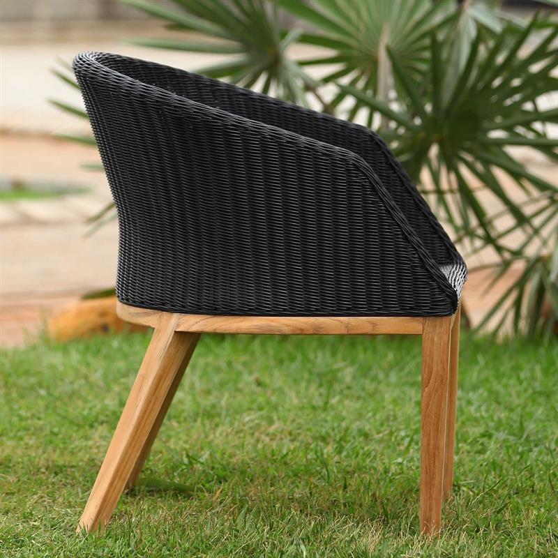 Grace armchair wicker with teak legs