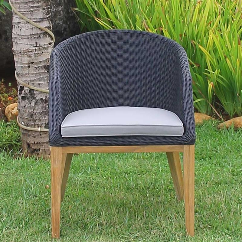 Grace armchair wicker with teak legs