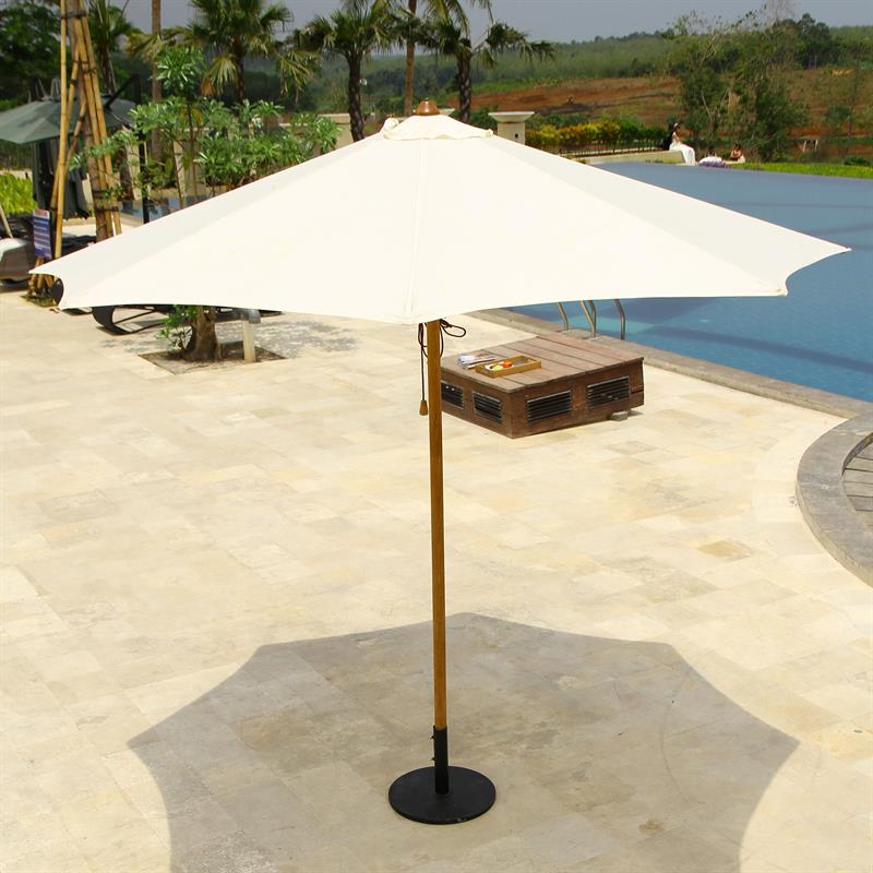 Parasol Ocean Deluxe 250cm round Sunproof Teak with stainless steel fittings and 3-way pulley
