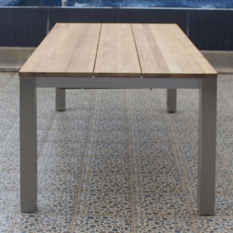 Planka dining table 160 x 100 x 76 cm brushed teak grade A with stainless steel frame