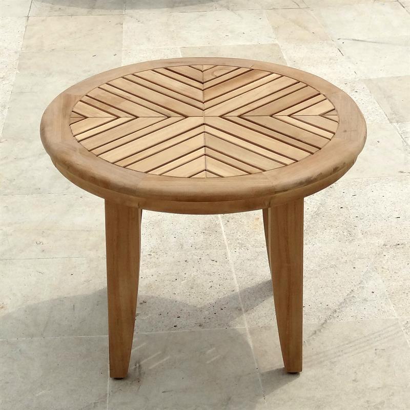 Mosaic side table round 60 cm teak