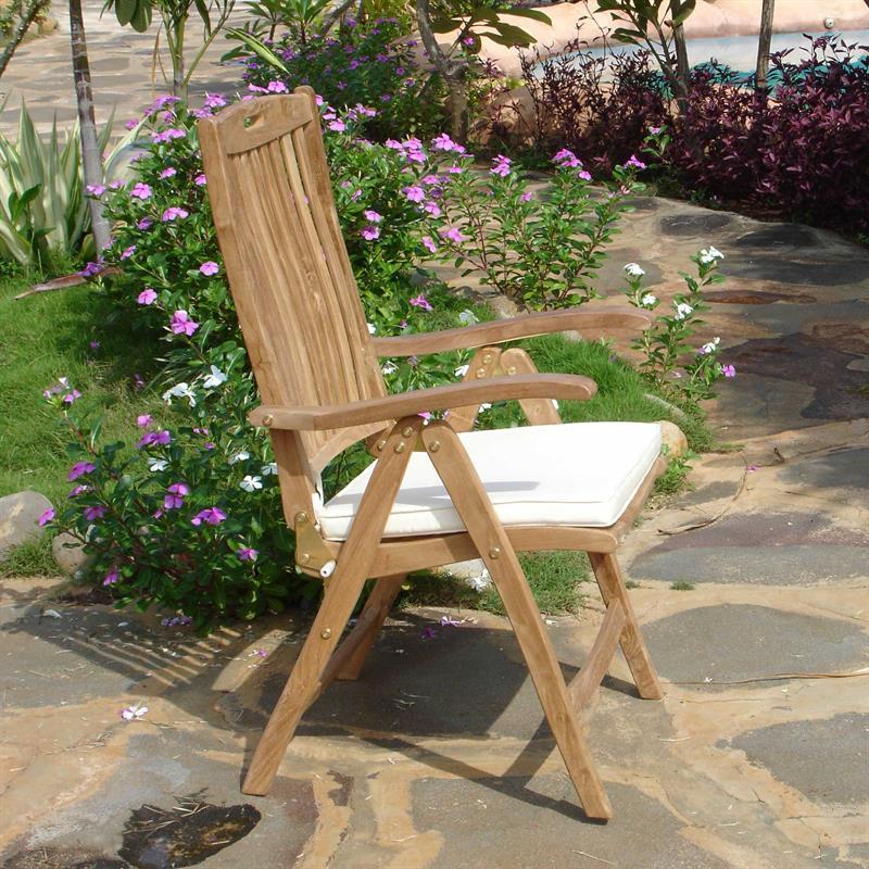 Florida high-back chair - certified teak GRADE A + brass fittings