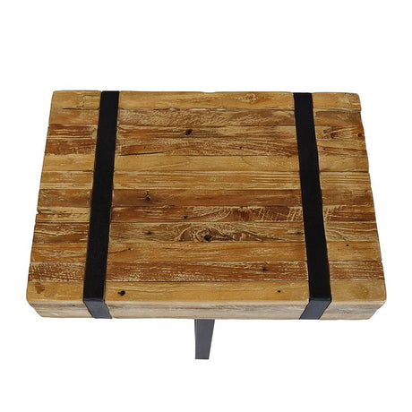 Side table Reng 50 x 35 x 45 cm solid whitewash teak slats with steel legs
