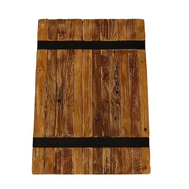 Side table Reng 50 x 35 x 45 cm solid whitewash teak slats with steel legs