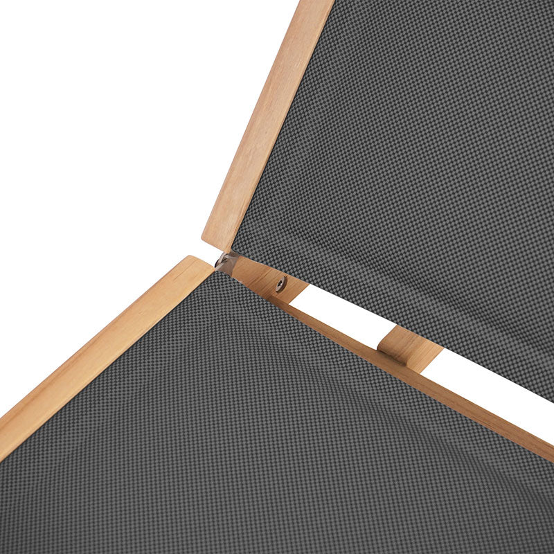 Rivera flat lounger DELUXE - upholstered - Teak GRADE A + Batyline + stainless steel fittings