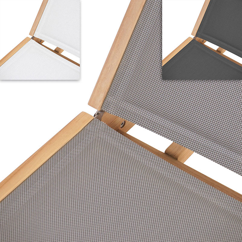 Rivera flat lounger DELUXE - upholstered - Teak GRADE A + Batyline + stainless steel fittings