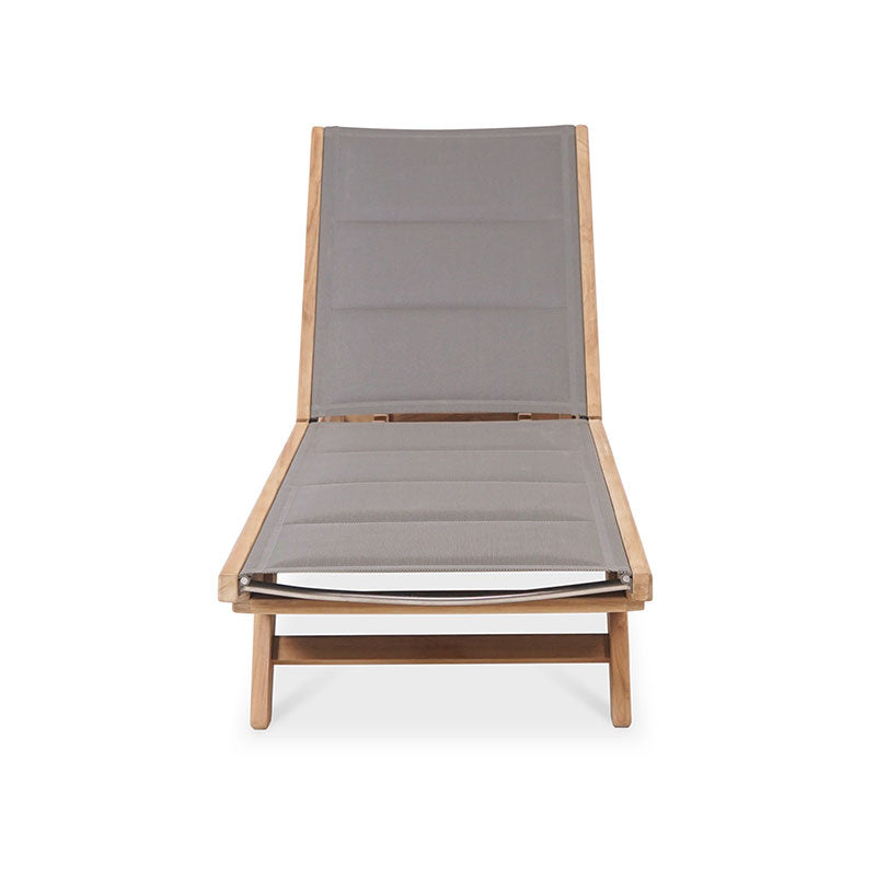 Rivera flat lounger DELUXE - upholstered - Teak GRADE A + Batyline + stainless steel fittings