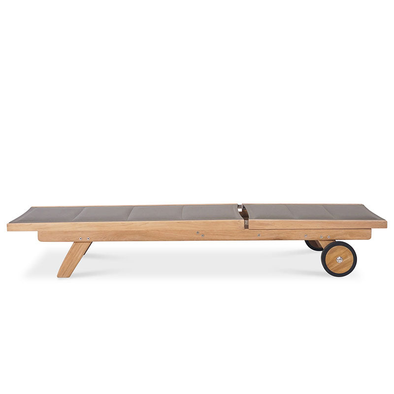 Rivera flat lounger DELUXE - upholstered - Teak GRADE A + Batyline + stainless steel fittings