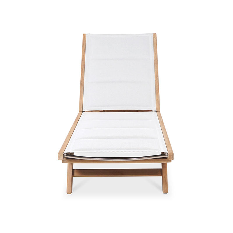 Rivera flat lounger DELUXE - upholstered - Teak GRADE A + Batyline + stainless steel fittings