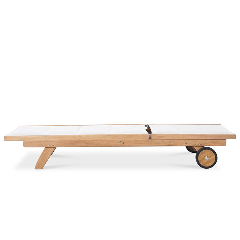 Rivera flat lounger DELUXE - upholstered - Teak GRADE A + Batyline + stainless steel fittings