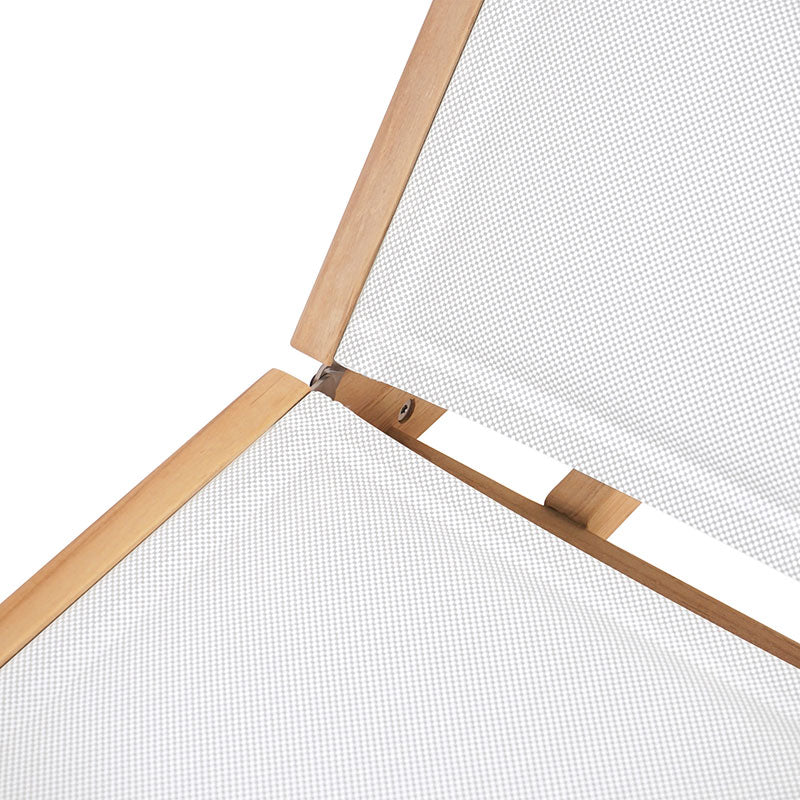 Rivera flat lounger DELUXE - upholstered - Teak GRADE A + Batyline + stainless steel fittings