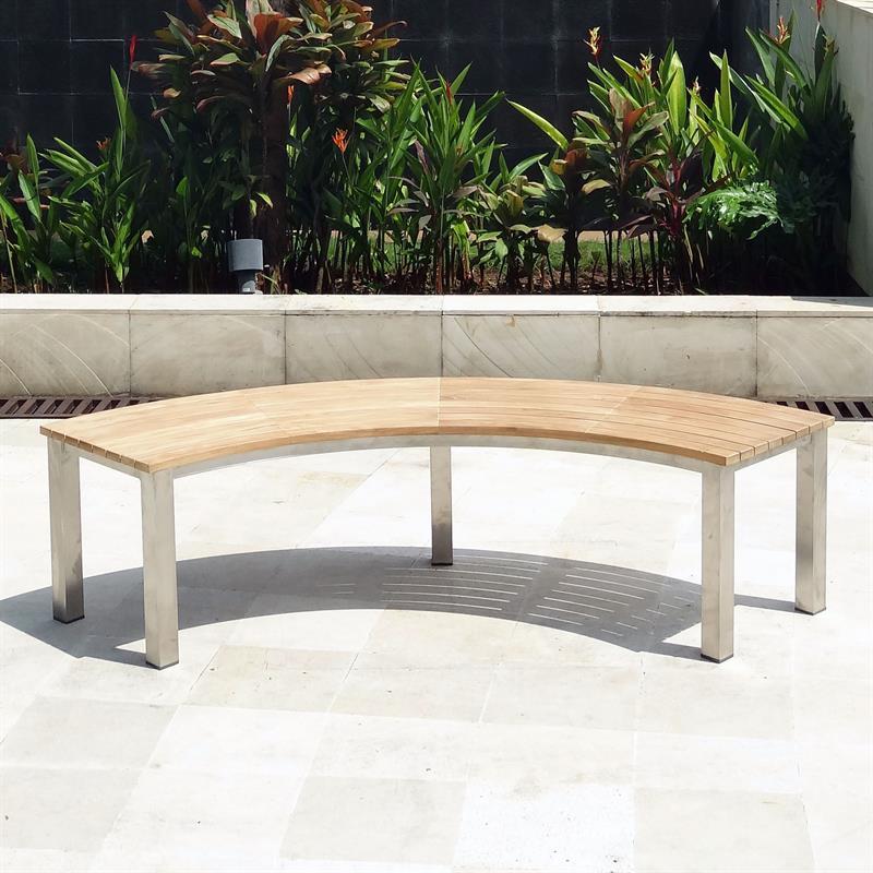 Banc Signature sans dossier 176 x 65,5 x 45 cm - Qualité Teck Certifié avec structure en acier inoxydable