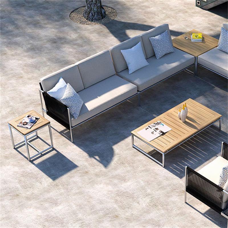 Snix Beistelltisch 45 x 45 x 50 cm - rostfreier Edelstahl + Zertifiziertes Teak GRADE A