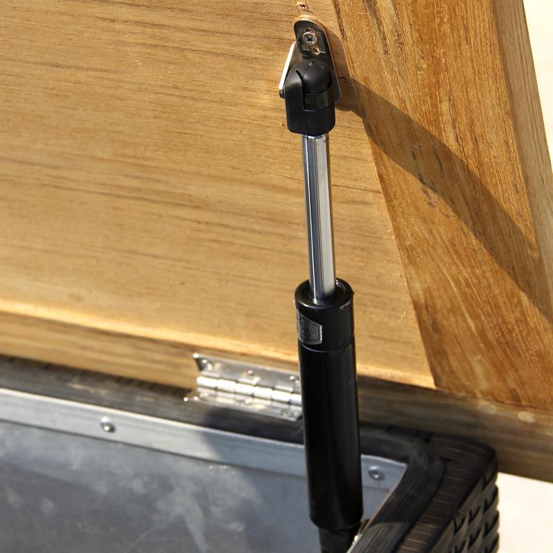 Hybridtruhe regenabweisend 137x78x90 cm Geflechttruhe mit Aluminium-Innenbox und Teaktop